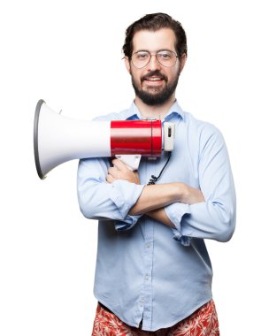 megafon ile gurur genç adam