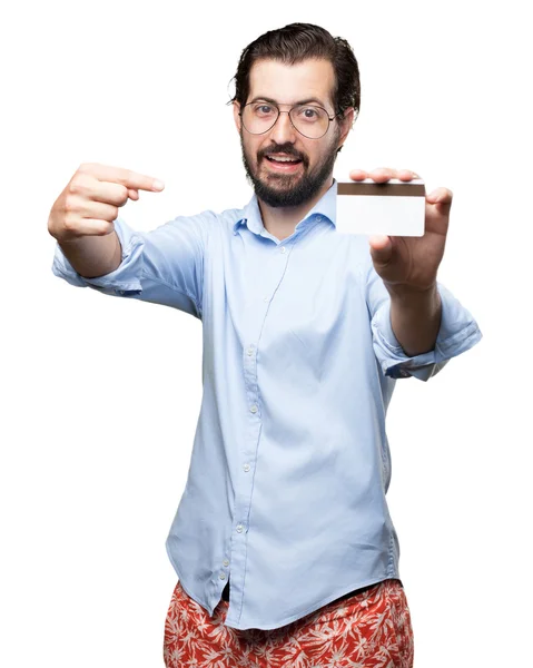 Joven feliz con tarjeta de crédito —  Fotos de Stock