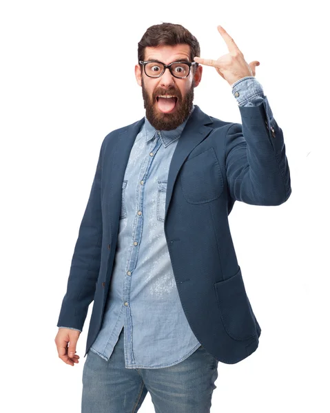 Angry businessman with disagree sign — Stock Photo, Image