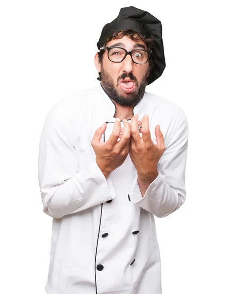 Cocinero enojado hombre vómito signo — Foto de Stock