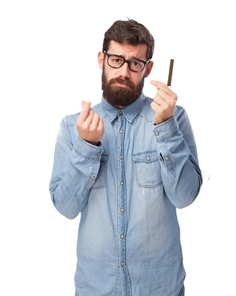 Jeune homme en colère avec carte de crédit — Photo