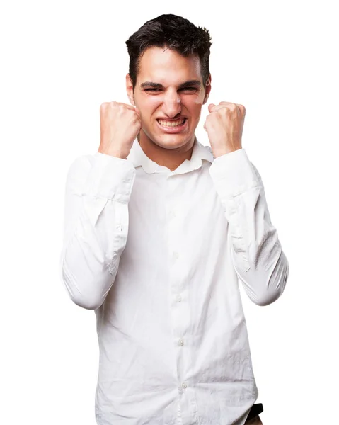 Jeune homme en colère criant — Photo