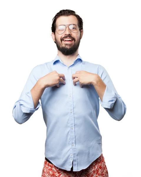 Proud young man challenge sign — Stock Photo, Image