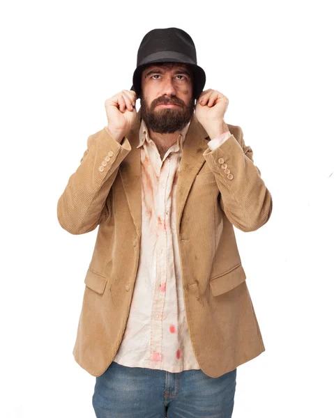 Sad homeless man boring — Stock Photo, Image