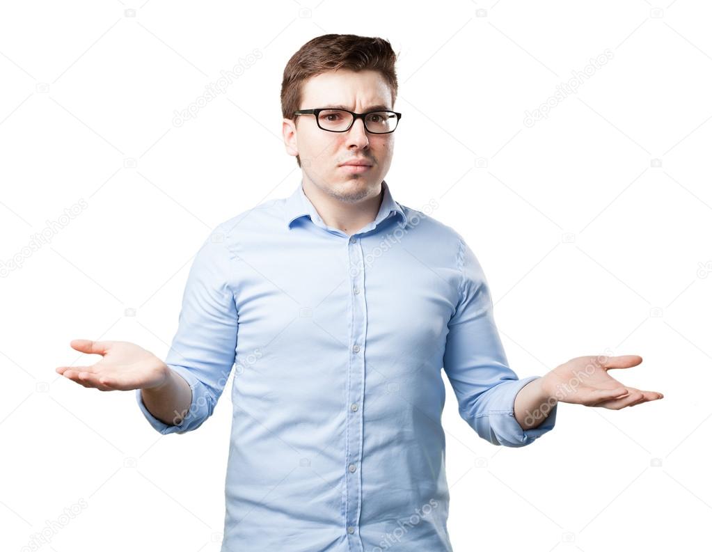 worried young man with confused