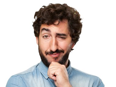 çılgın genç adam gurur pozu