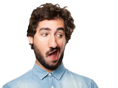 çılgın genç adam şaşırmış