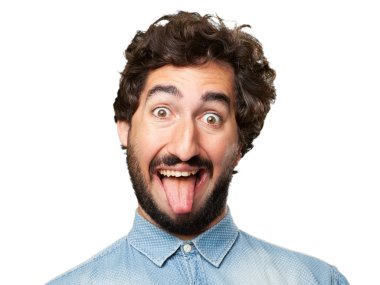 çılgın genç adam mutlu poz