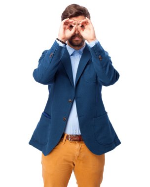 mutlu işadamı dürbün işareti