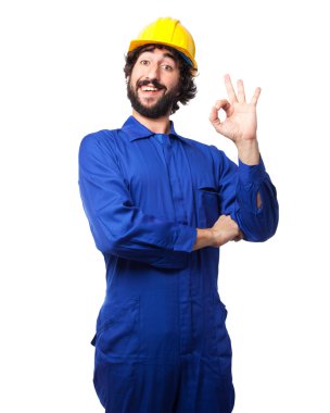 mutlu çalışan adam Tamam işareti