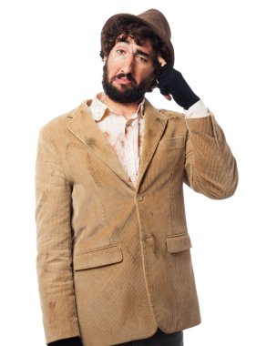 fikir kavramı sahip gururlu evsiz adam