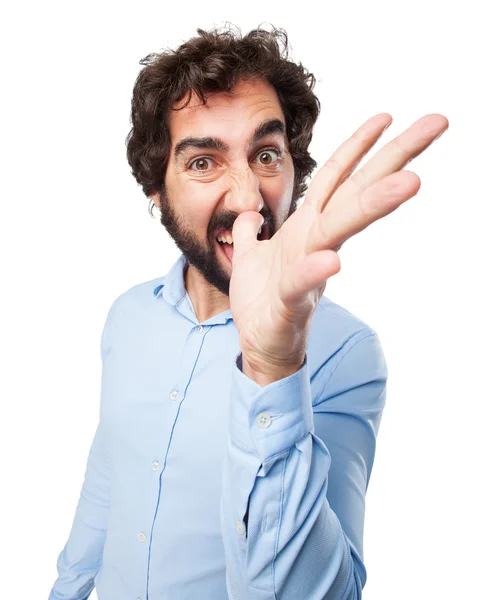 Angry young man joking — Stock Photo, Image