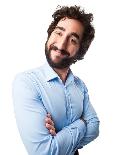 Glücklicher junger Mann selbstbewusste Pose — Stockfoto