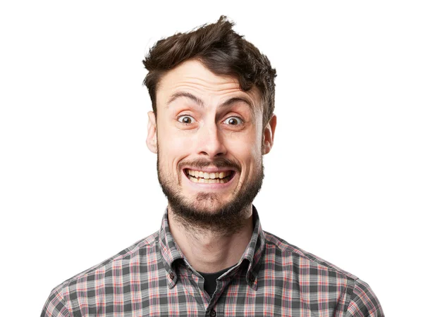 Verrückter junger Mann glücklich Pose — Stockfoto