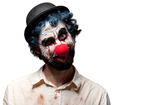 Crazy clown man angry expression — Stock Photo, Image