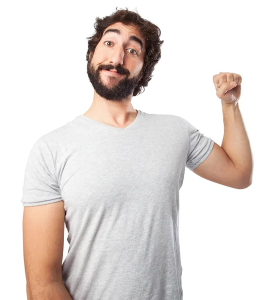 Happy young man strong — Stock Photo, Image