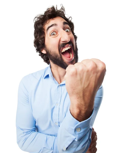 Crazy affärsman firar pose — Stockfoto