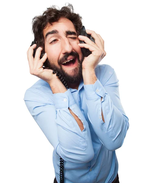 Jovem feliz com fones de ouvido — Fotografia de Stock