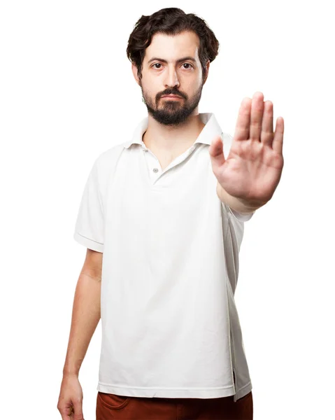 Angry young man stop gesture — Stock Photo, Image