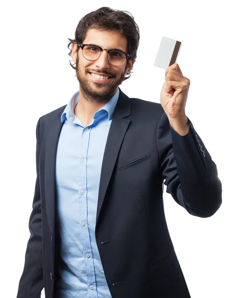 Empresário indiano com cartão de crédito — Fotografia de Stock