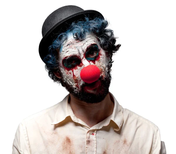 Pazzo clown uomo espressione arrabbiata — Foto Stock