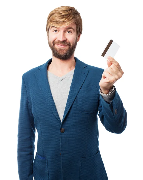 Happy businessman with credit card — Stock Photo, Image