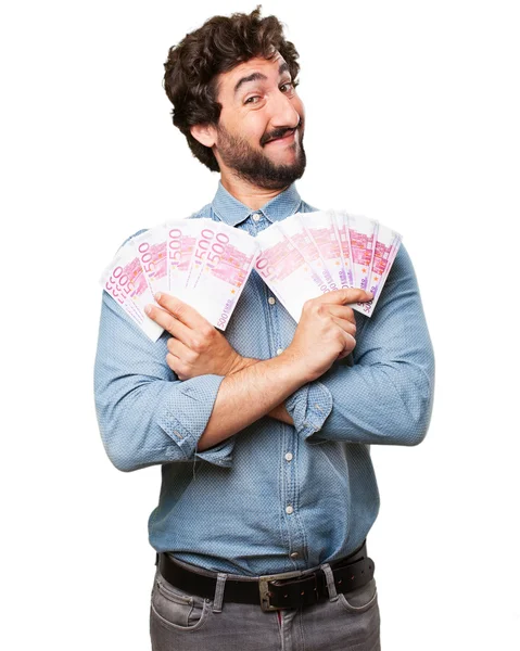 Jonge man met geld — Stockfoto