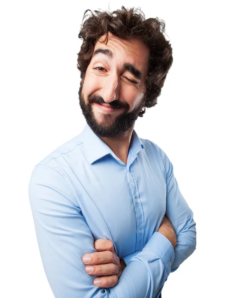 Happy young man wink sign — Stock Photo, Image