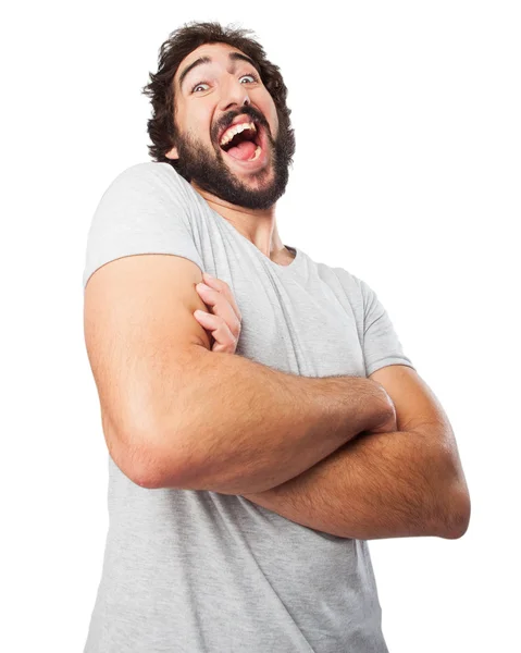 Crazy young man happy pose — Stock Photo, Image