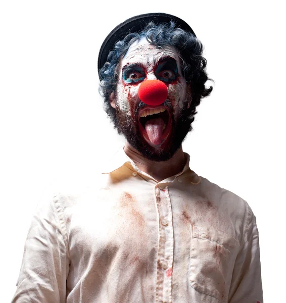 Verrückter Clown Mann wütende Miene — Stockfoto