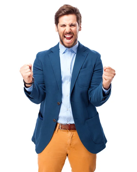 Feliz hombre de negocios celebrando pose — Foto de Stock