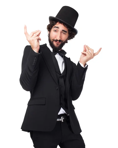 Happy smoking man dancing — Stock Photo, Image