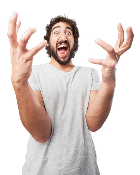 Crazy young man celebrating pose — Stock Photo, Image