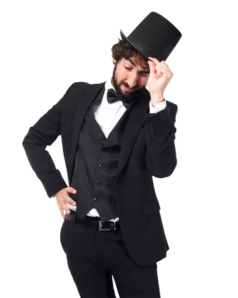 Happy smoking man dancing — Stock Photo, Image