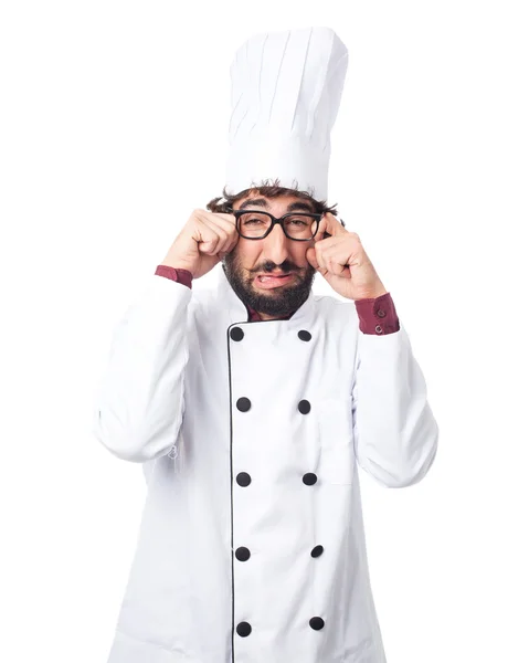 Triste cocinero hombre llorando — Foto de Stock