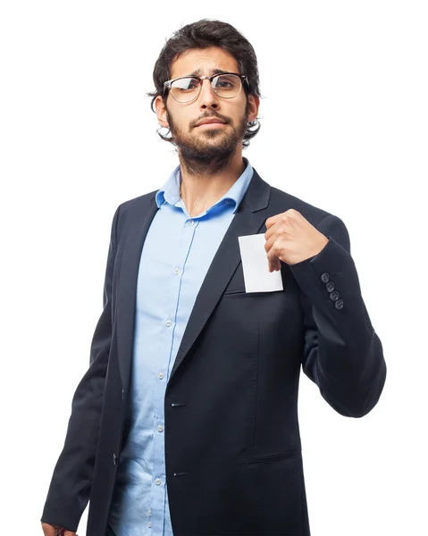 Indian businessman with name card — Stock Photo, Image