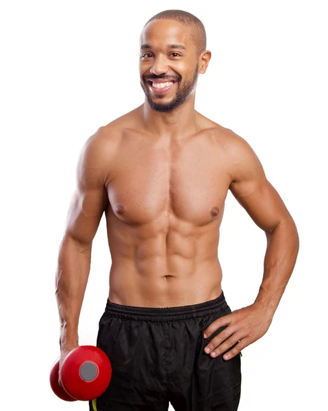 Happy black man strong pose — Stock Photo, Image