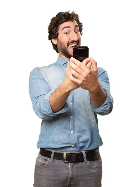 Happy young man selfie pose — Stock Photo, Image