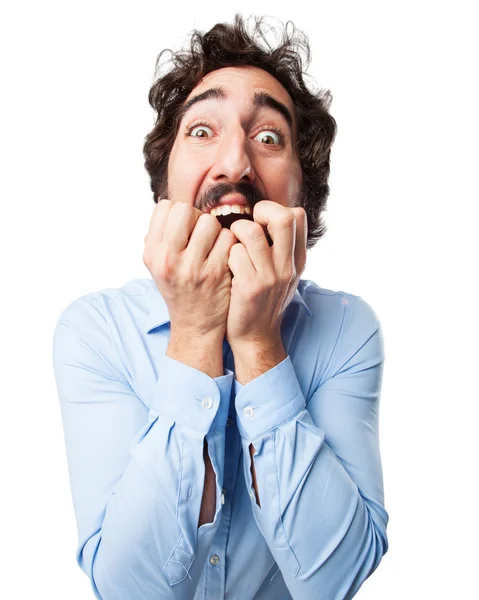 Scared young man frightened — Stock Photo, Image