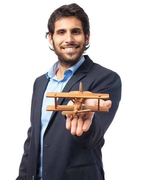 印度商人与木制飞机 — 图库照片