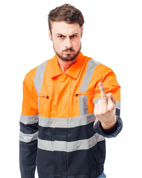 Trabalhador zangado homem discordar — Fotografia de Stock