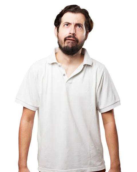 Scared young man worried pose — Stock Photo, Image
