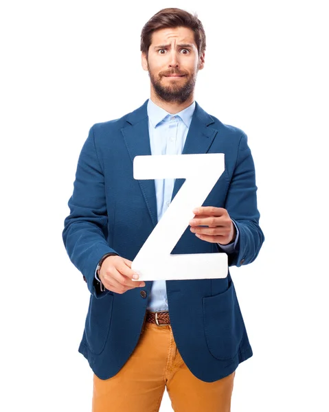 Happy businessman letter z — Stock Photo, Image