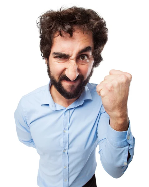 Angry young man disagree sign — Stock Photo, Image