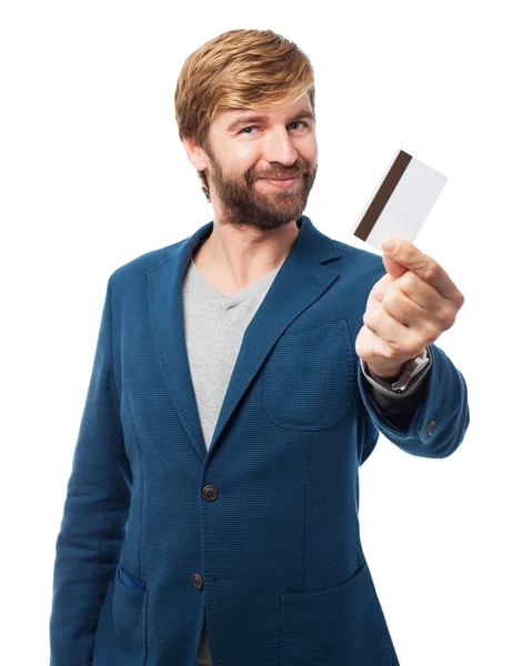 Happy businessman with credit card — Stock Photo, Image