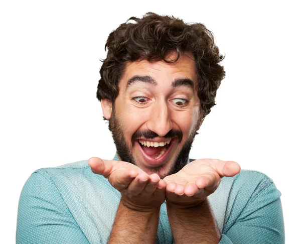 Crazy young man showing — Stock Photo, Image