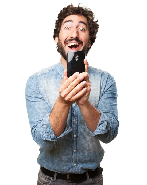 Szczęśliwy człowiek młody selfie poza — Zdjęcie stockowe