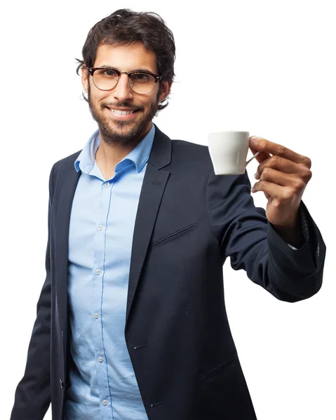 Uomo d'affari indiano che prende un caffè — Foto Stock