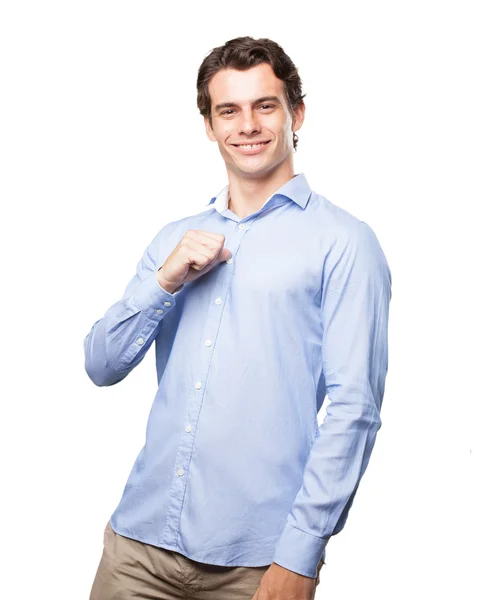 Happy businessman in proud pose — Stock Photo, Image