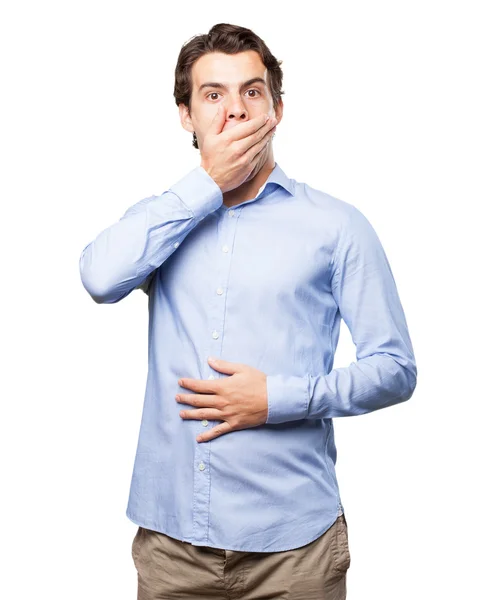 Surprised businessman covering mouth — Stock Photo, Image